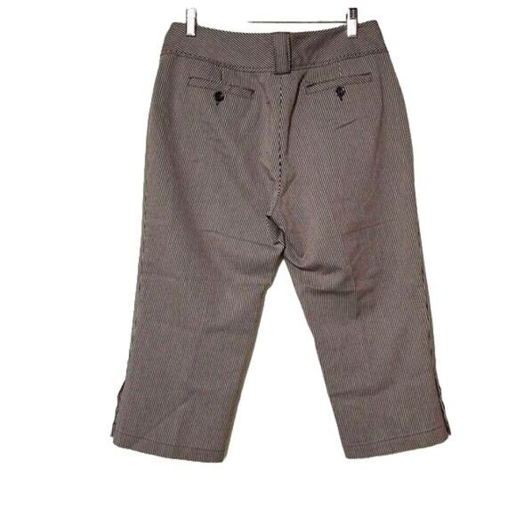 Julie Mitchell Urban Collection Brown White Striped Pants Size 10 Career Casual - Picture 2 of 8